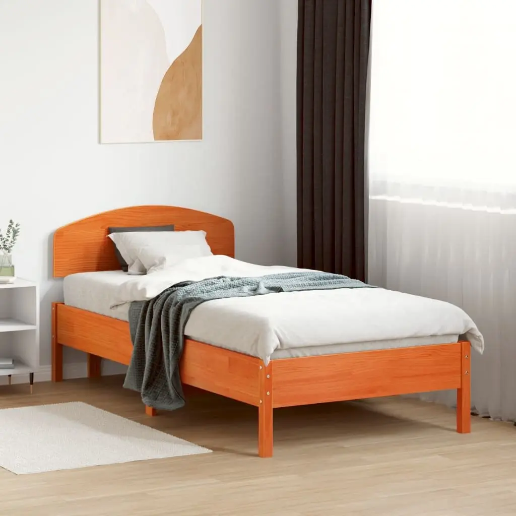 Brown Wax Solid Pine Headboard 100 cm