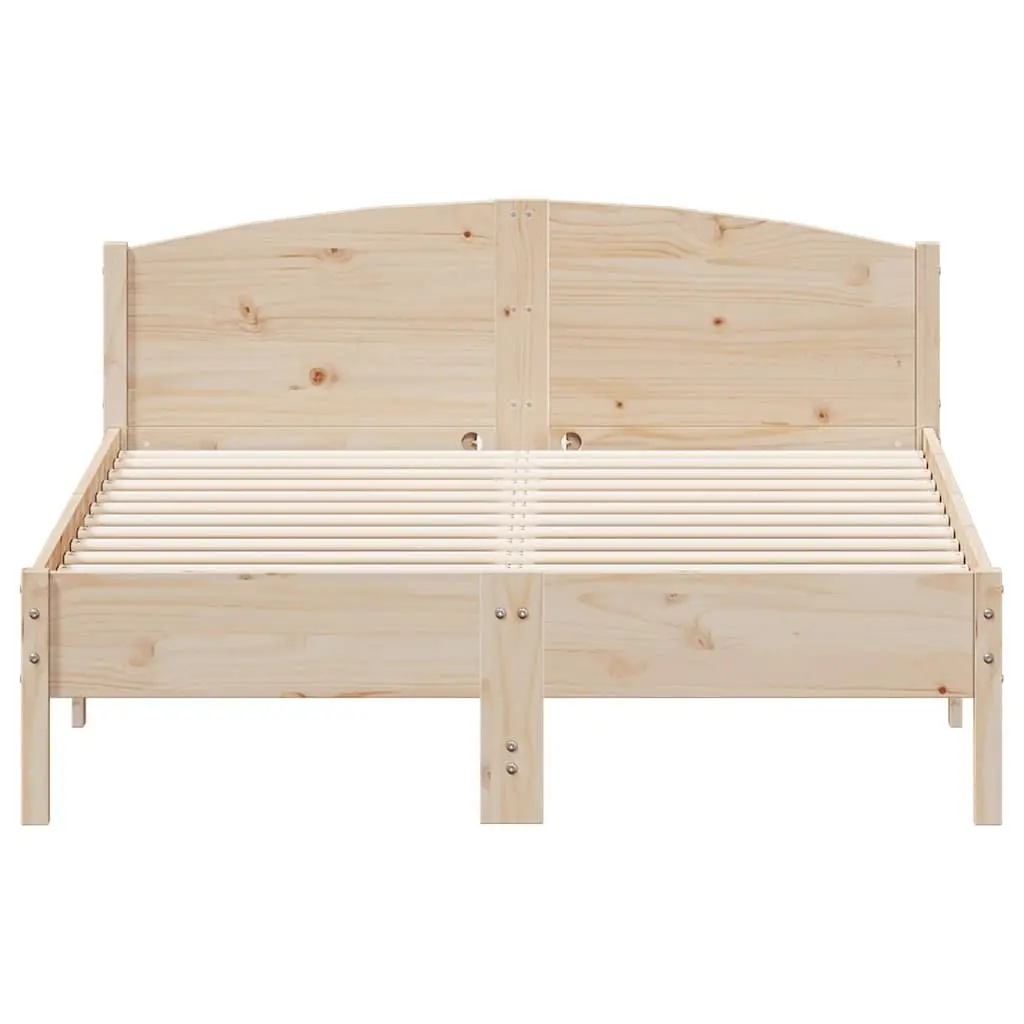 Solid Pine Wood Bed Frame 135x190 cm with Slatted Base