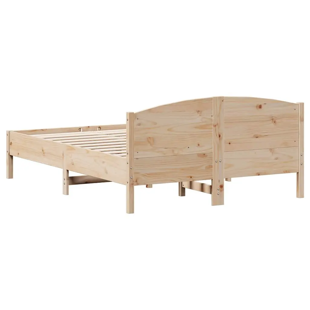 Solid Pine Wood Bed Frame 135x190 cm with Slatted Base