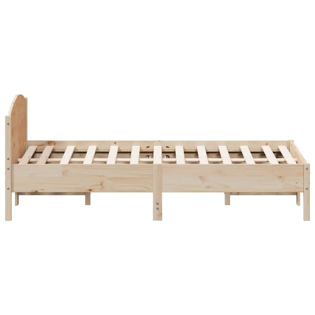 Solid Pine Wood Bed Frame 135x190 cm with Slatted Base