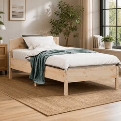 Solid Pine Wood Bed Frame 90x190 cm with Headboard
