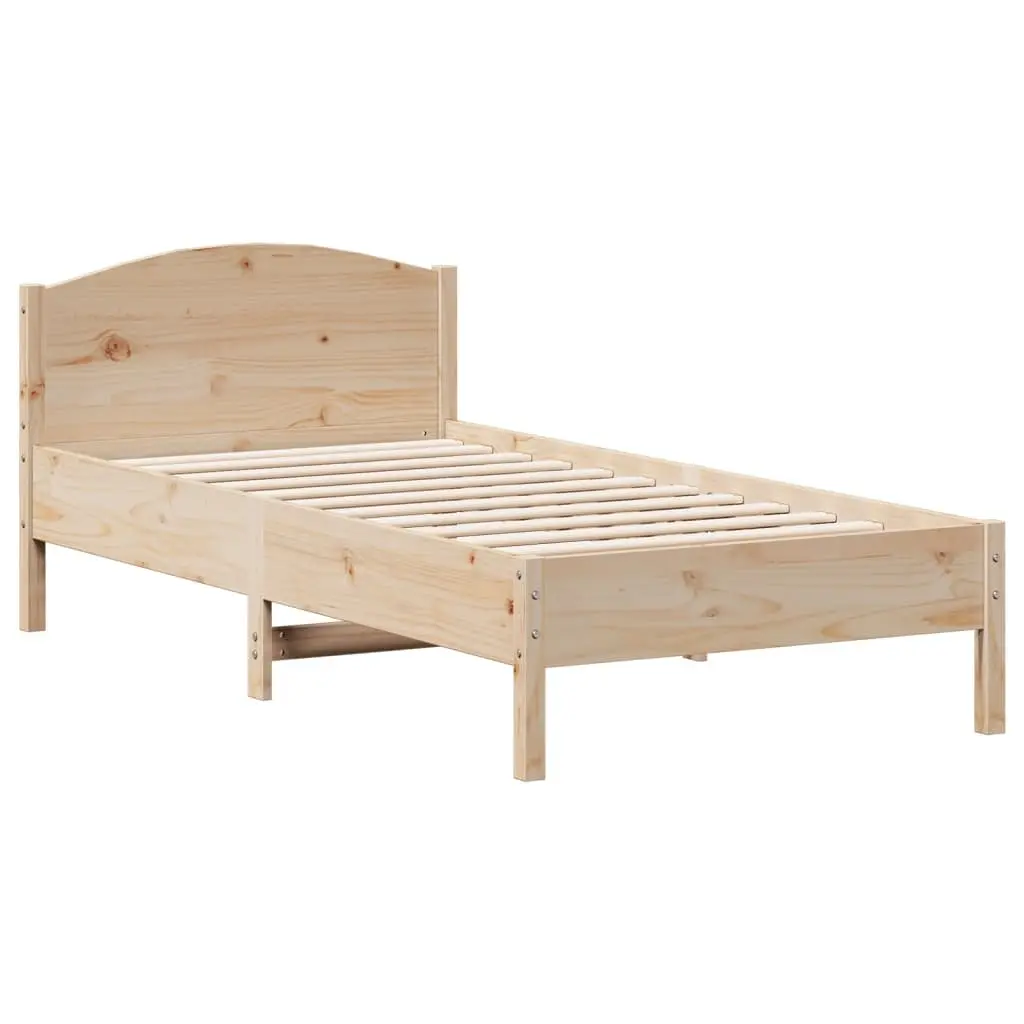 Solid Pine Wood Bed Frame 90x190 cm with Headboard