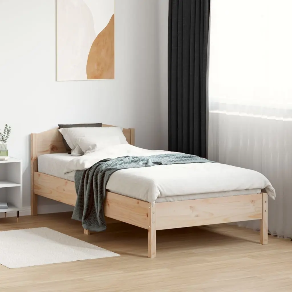 Solid Pine Wood Bed Frame 90x190 cm with Headboard