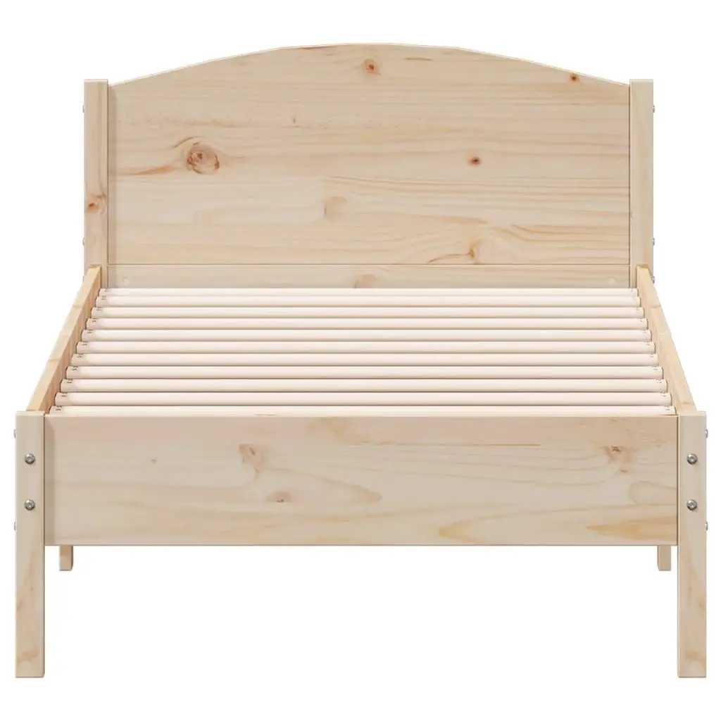 Solid Pine Wood Bed Frame 90x190 cm with Headboard