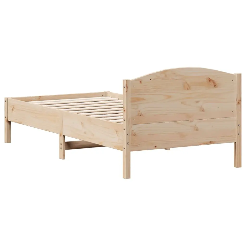 Solid Pine Wood Bed Frame 90x190 cm with Headboard