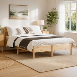 Solid Pine Wood Bed Frame 150x200 cm with Slatted Base