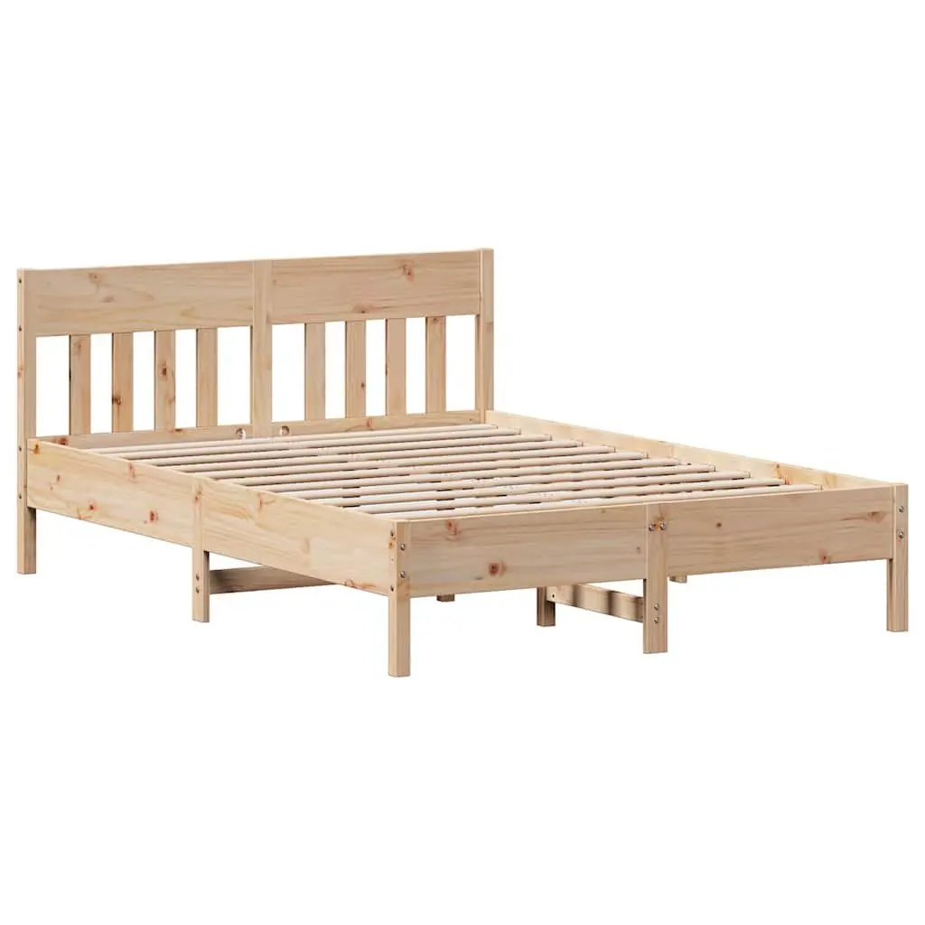 Solid Pine Bed Frame 150x200 cm with Slatted Base