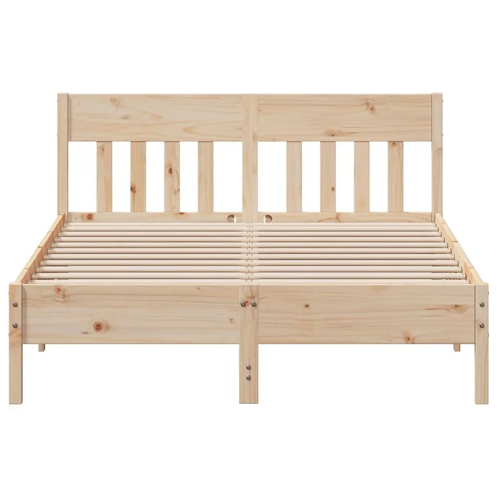 Solid Pine Wood Bed Frame 135x190 cm with Slatted Base