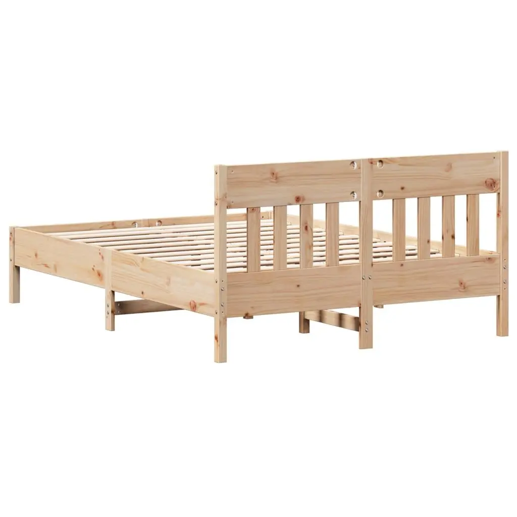 Solid Pine Wood Bed Frame 135x190 cm with Slatted Base