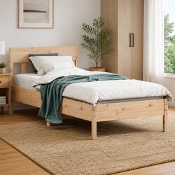 Solid Pine Wood Bed Frame 90x190 cm in Brown