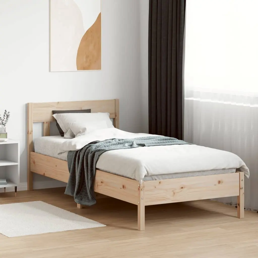Solid Pine Wood Bed Frame 90x190 cm in Brown