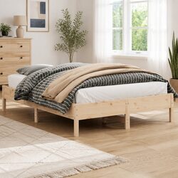 Solid Pine Wood Bed Frame 150x200 cm with Slatted Base