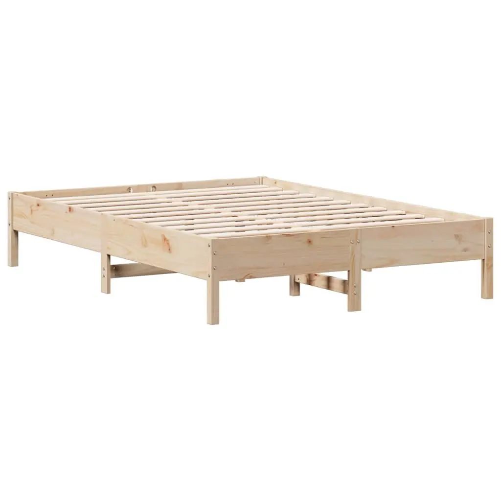 Solid Pine Wood Bed Frame 150x200 cm with Slatted Base