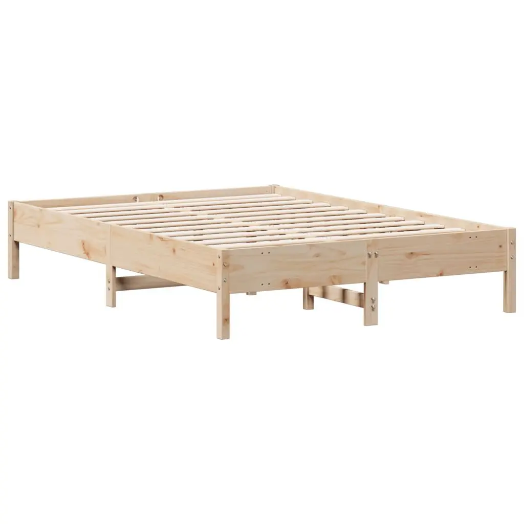 Solid Pine Wood Bed Frame 150x200 cm with Slatted Base