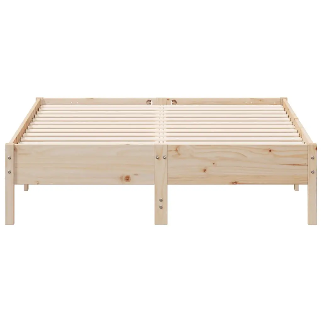 Solid Pine Wood Bed Frame 135x190 cm with Slatted Base