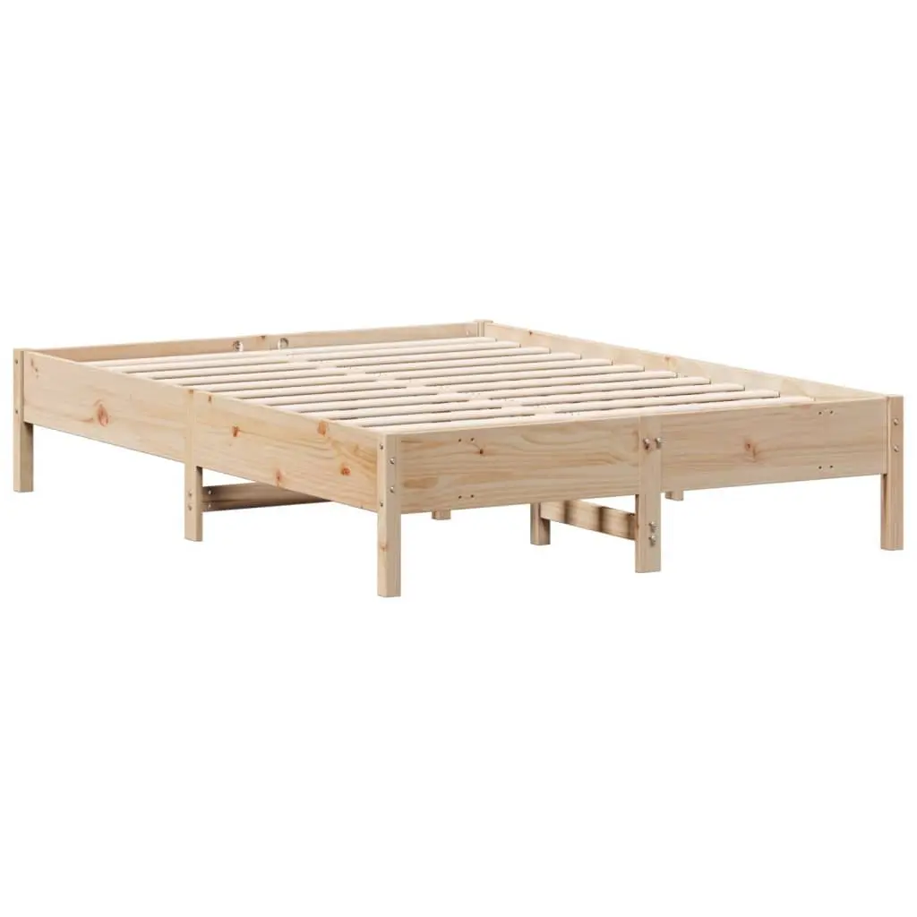 Solid Pine Wood Bed Frame 135x190 cm with Slatted Base