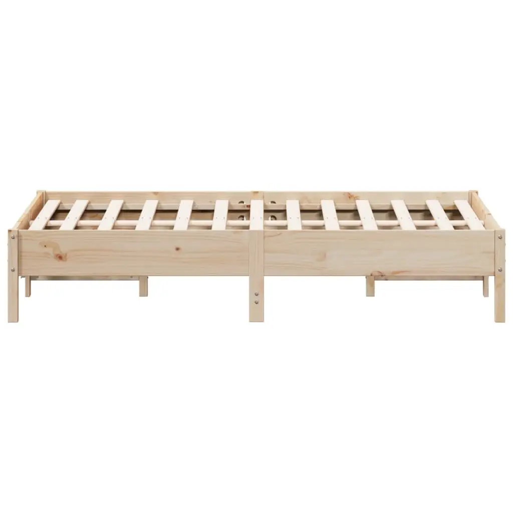 Solid Pine Wood Bed Frame 135x190 cm with Slatted Base