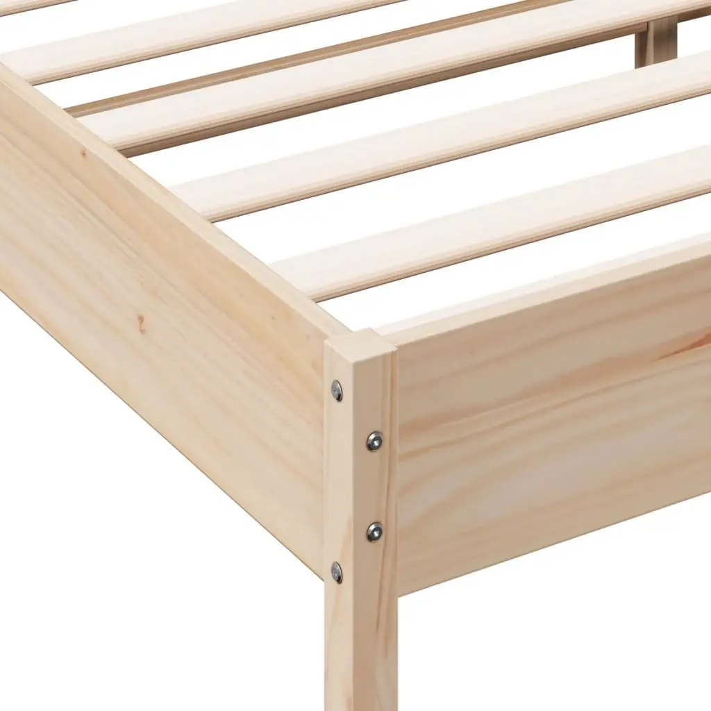 Solid Pine Wood Bed Frame 135x190 cm with Slatted Base