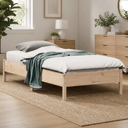 Solid Pine Wood Bed Frame 90x190 cm in Brown