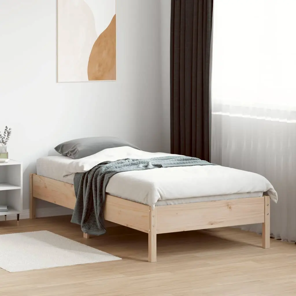 Solid Pine Wood Bed Frame 90x190 cm in Brown