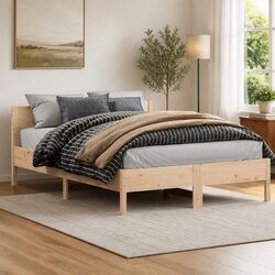 Solid Wood Pine Bed Frame 150x200 cm with Slatted Base