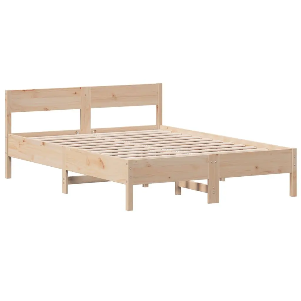 Solid Wood Pine Bed Frame 150x200 cm with Slatted Base