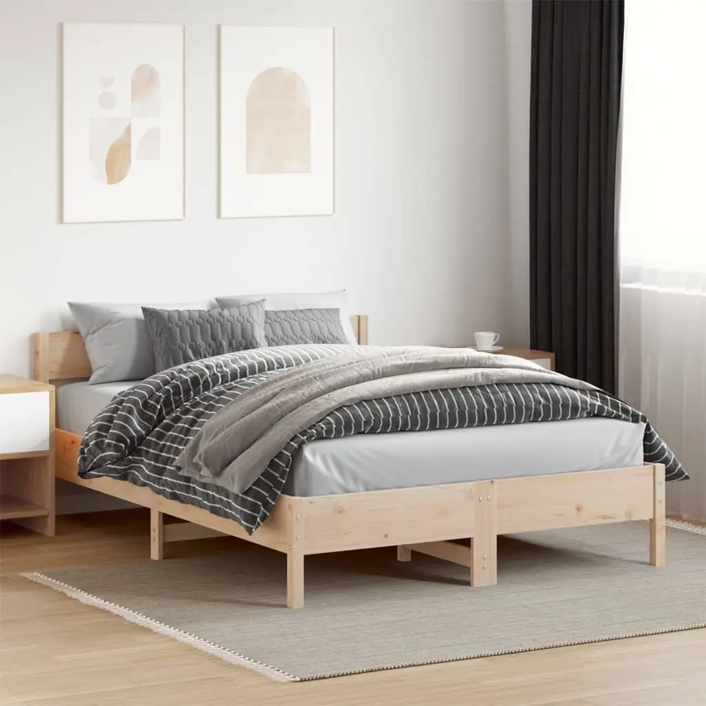 Solid Wood Pine Bed Frame 150x200 cm with Slatted Base