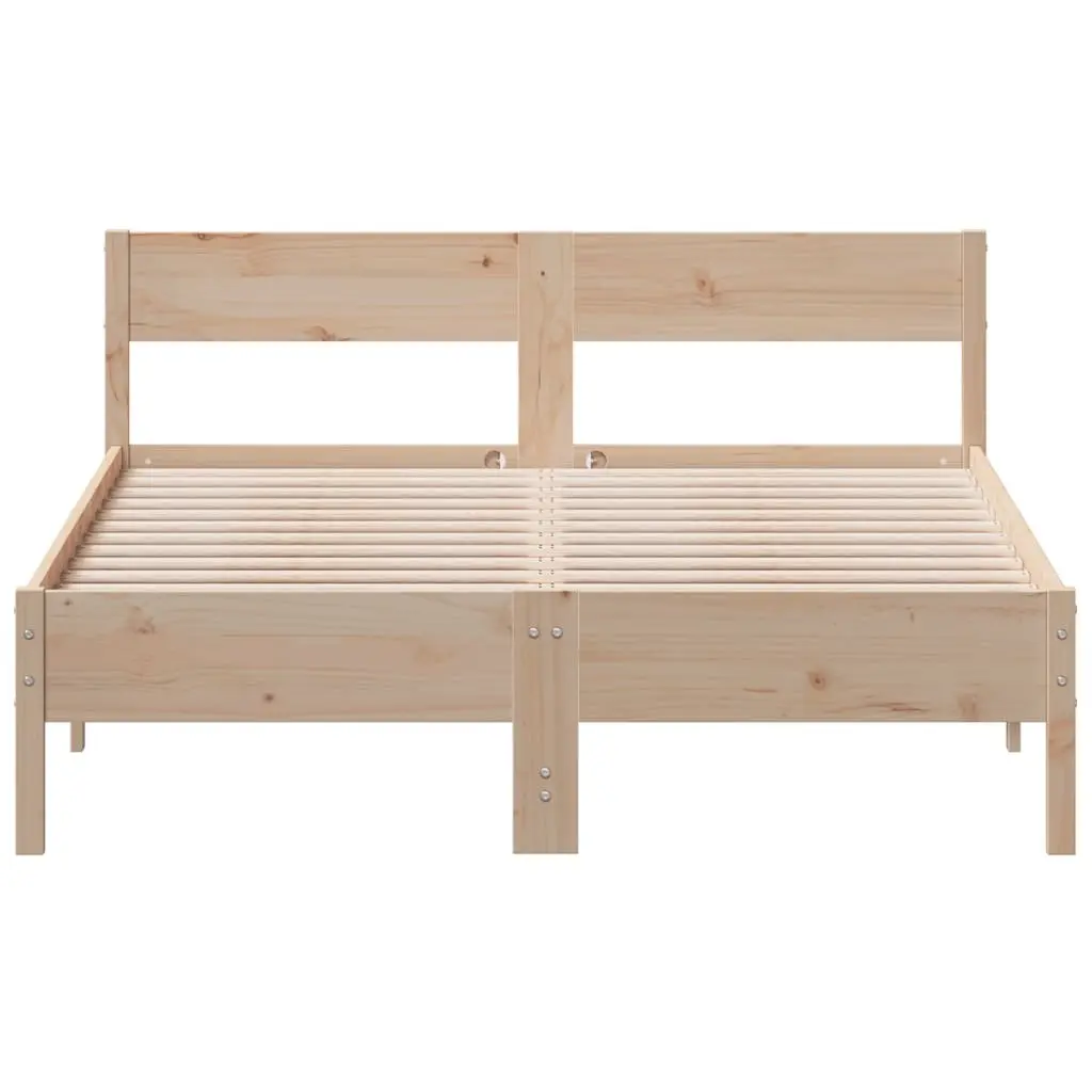 Solid Pine Wood Bed Frame 135x190 cm with Slatted Base