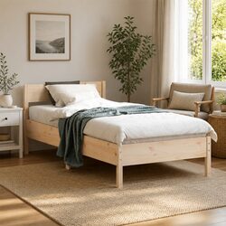 Solid Pine Wood Bed Frame 90x190 cm with Slatted Base