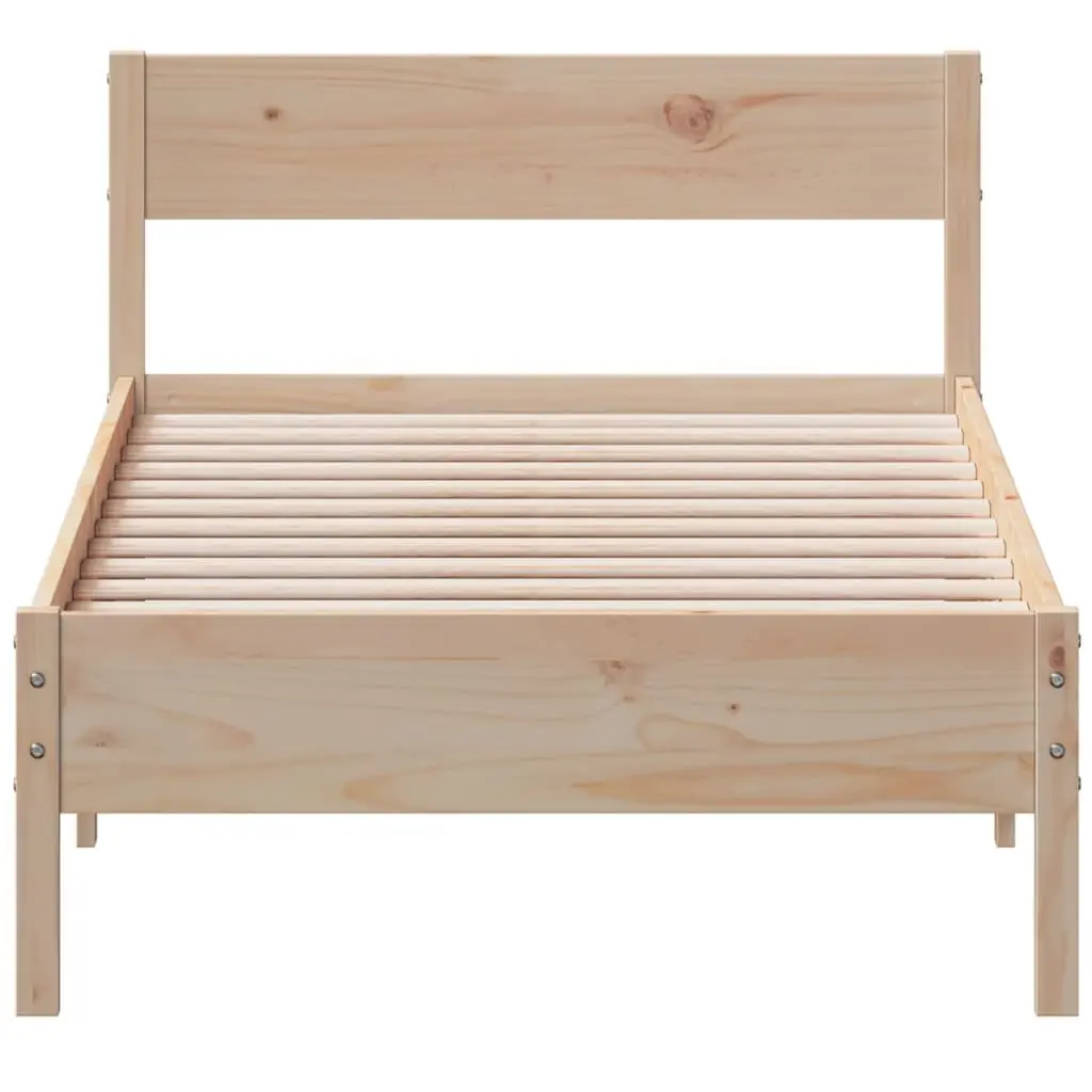 Solid Wood Pine Bed Frame Brown 90x190 cm Slatted Base Headboard