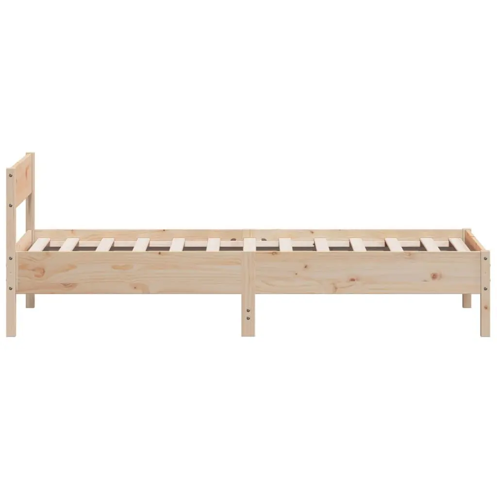 Solid Wood Pine Bed Frame Brown 90x190 cm Slatted Base Headboard
