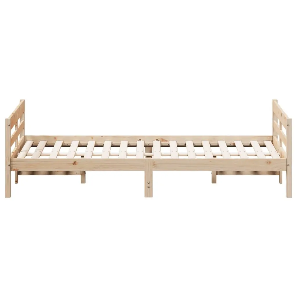 Solid Pine Wood Double Bed Frame 137x187cm Brown