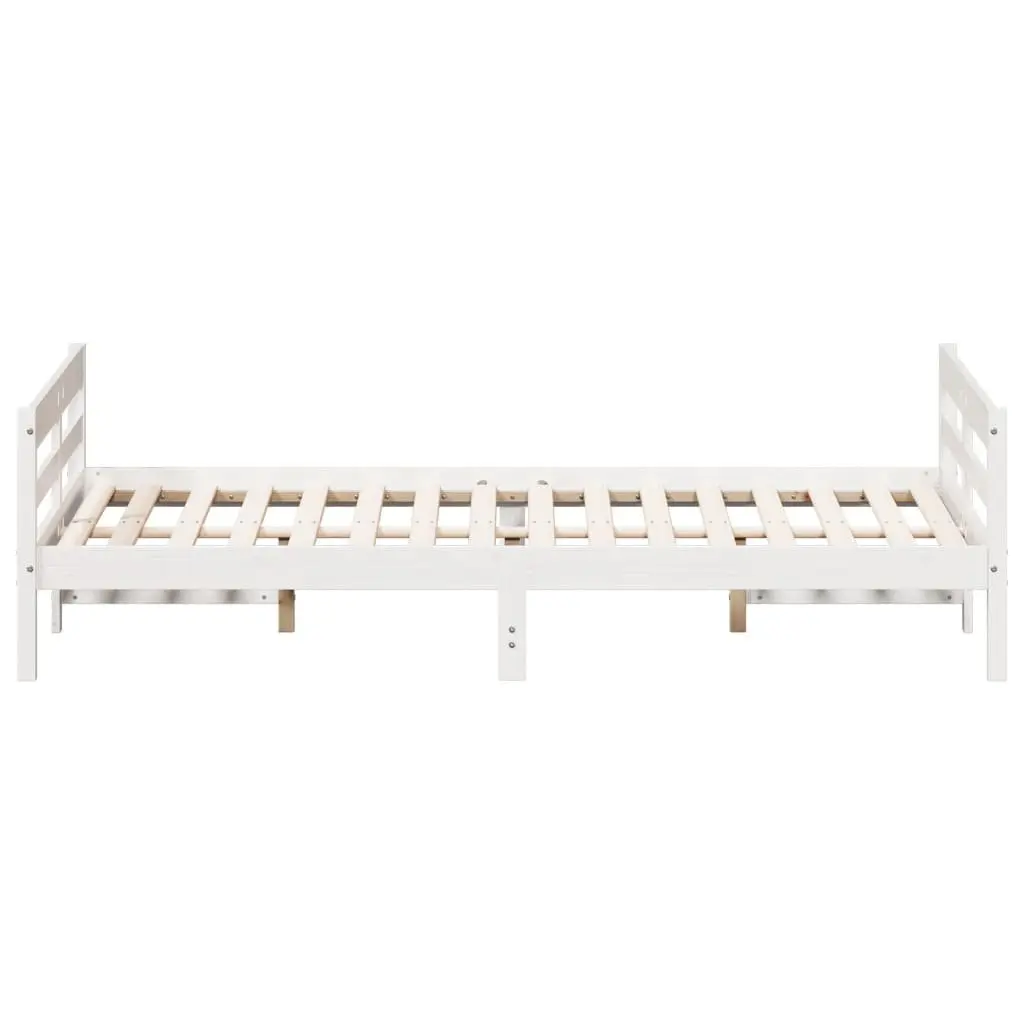 Solid Pine Wood Double Bed Frame in White 137x187 cm