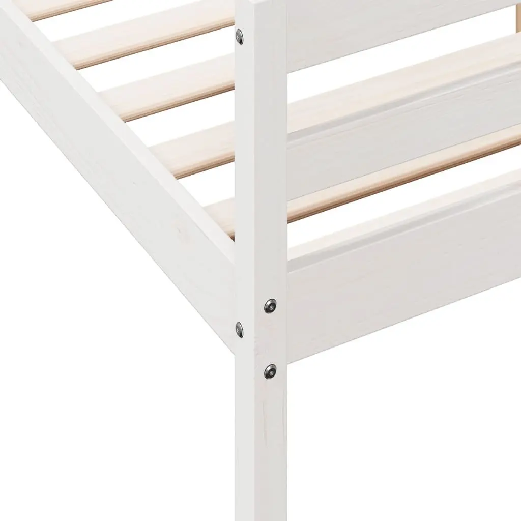 Solid Pine Wood Double Bed Frame in White 137x187 cm