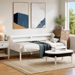 Solid Pine White Day Bed Frame 90x190 cm with Guardrails