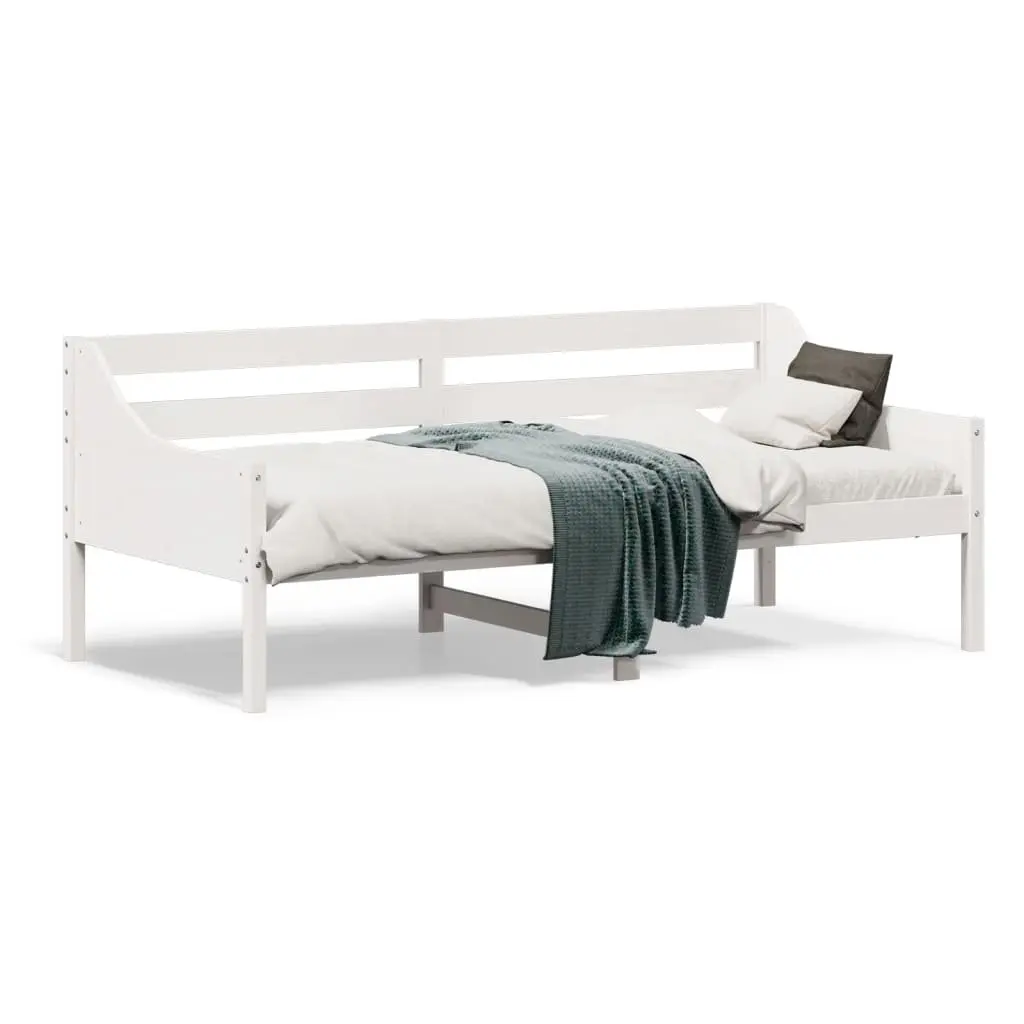 Solid Pine White Day Bed Frame 90x190 cm with Guardrails