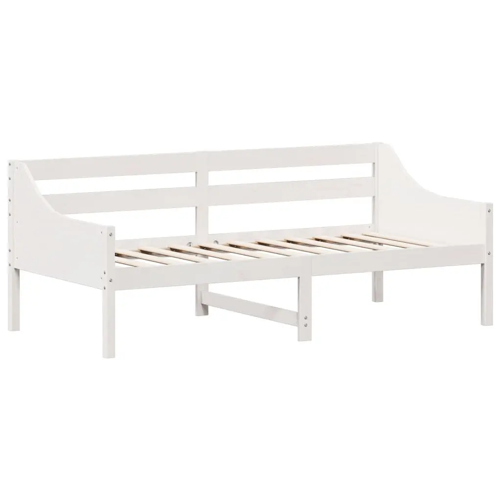 Solid Pine White Day Bed Frame 90x190 cm with Guardrails