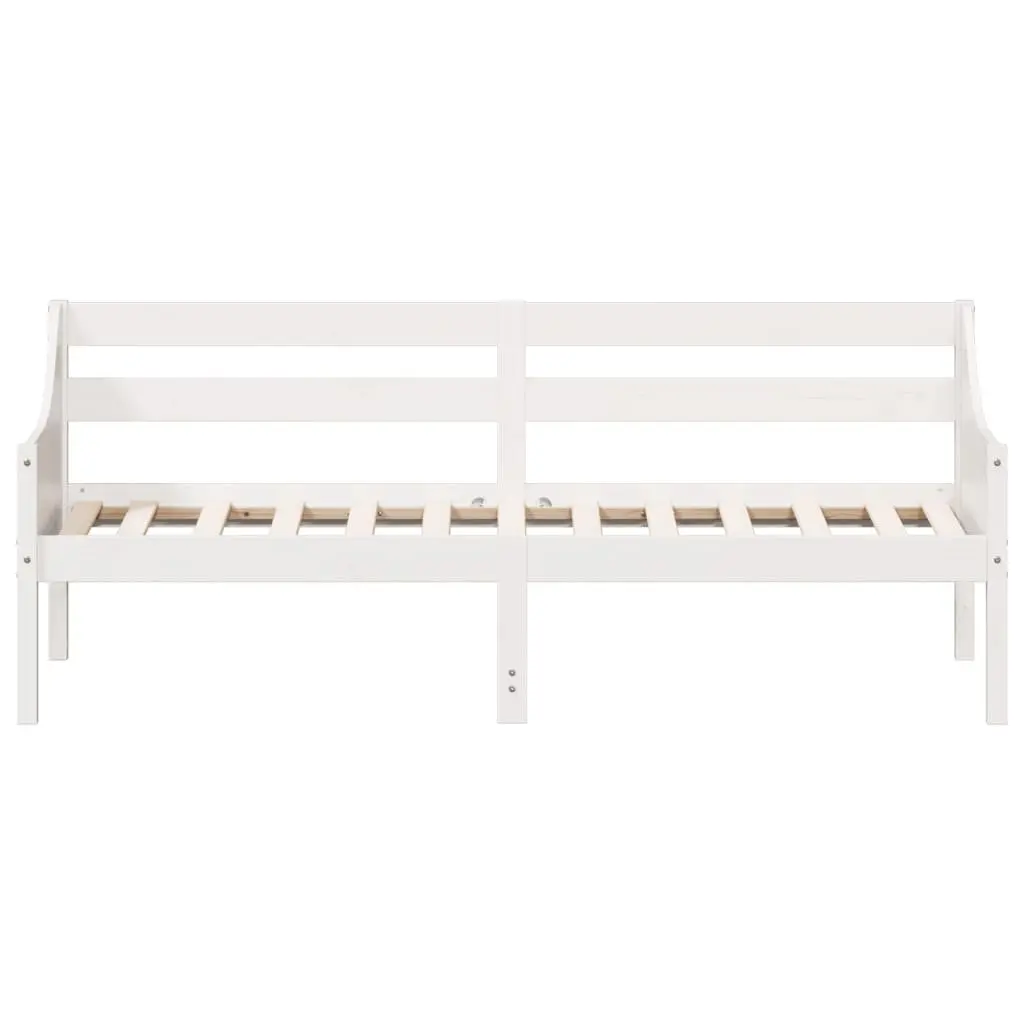 Solid Pine White Day Bed Frame 90x190 cm with Guardrails
