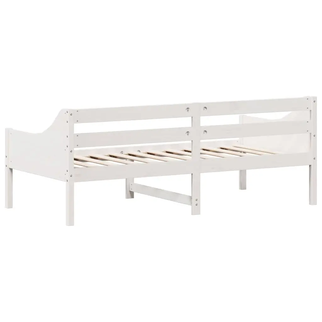 Solid Pine White Day Bed Frame 90x190 cm with Guardrails