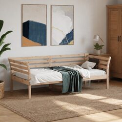 Solid Pine Wood Day Bed Frame 90x190 cm with Guardrails