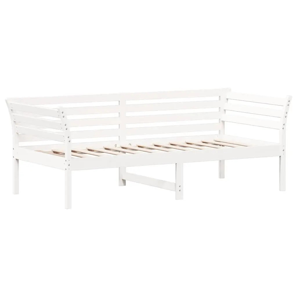Day Bed White 90x190 cm Solid Pine Wood Sofa Bed with Guardrails Slatted Base