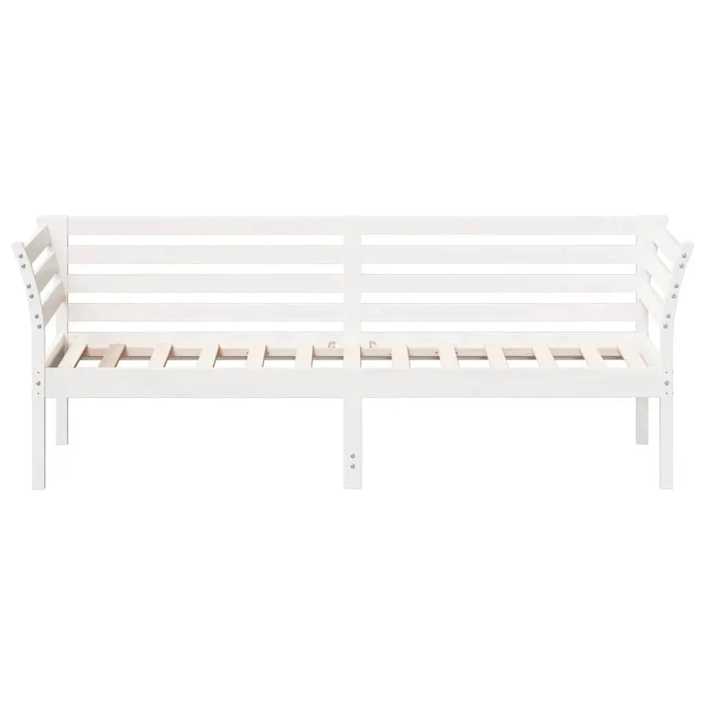 Day Bed White 90x190 cm Solid Pine Wood Sofa Bed with Guardrails Slatted Base