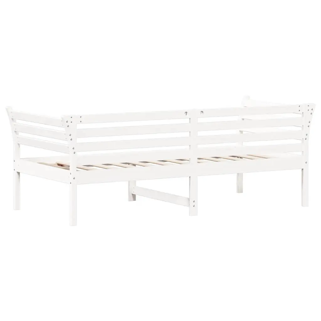 Day Bed White 90x190 cm Solid Pine Wood Sofa Bed with Guardrails Slatted Base