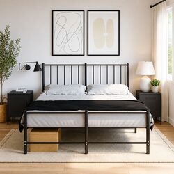 Black Industrial Nightstand Storage Tables - 2 pcs