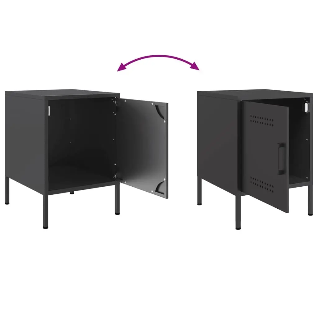 Bedside Cabinets 2 pcs Black Industrial Nightstand Storage Side Table