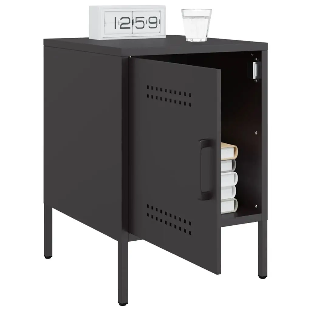 Bedside Cabinets 2 pcs Black Industrial Nightstand Storage Side Table