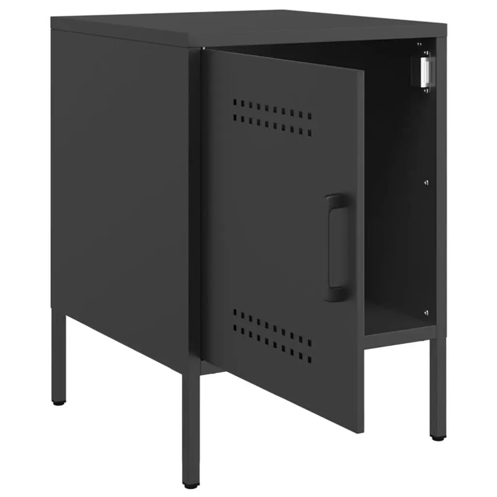 Bedside Cabinets 2 pcs Black Industrial Nightstand Storage Side Table