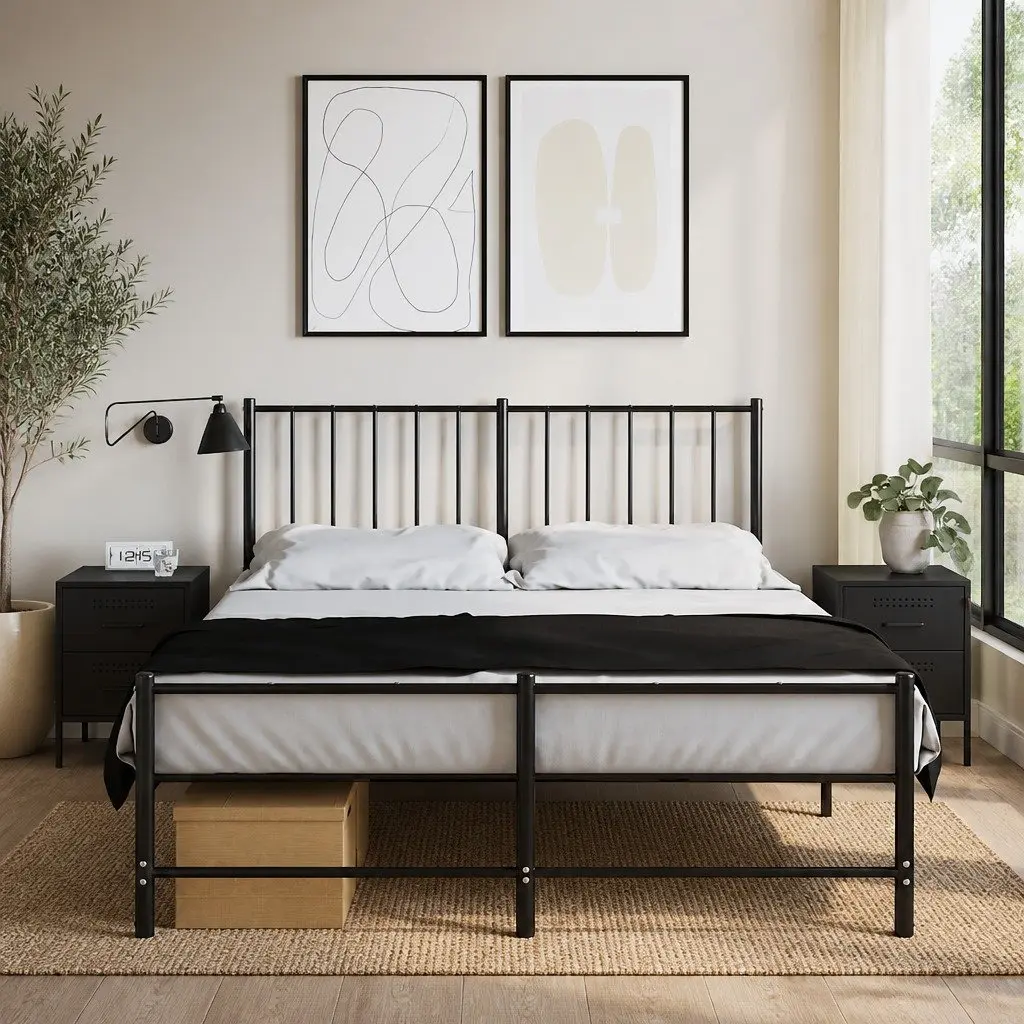 Industrial Style Black Bedside Cabinet with 2 Drawers