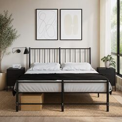 Industrial Style Black Bedside Cabinet with 2 Drawers