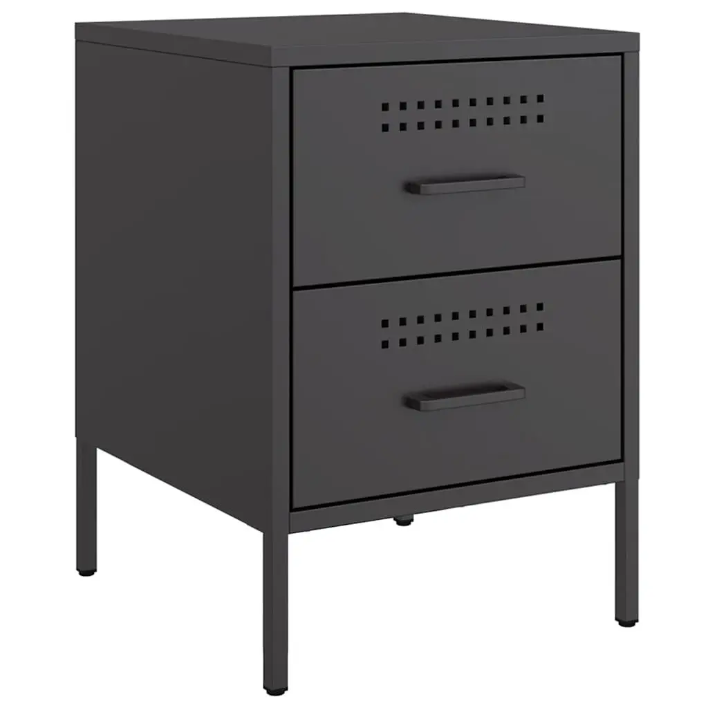 Industrial Style Black Bedside Cabinet with 2 Drawers